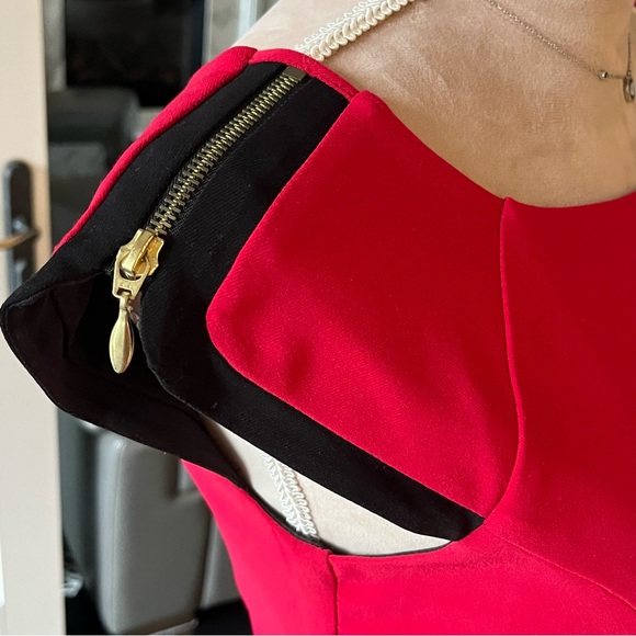 Joseph Ribkoff Red Cap Sleeve Dress Sz 6 - Picture 4 of 9